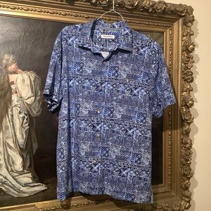 Tommy Bahama 100% Silk Button Short Sleeve Shirt Sz Large